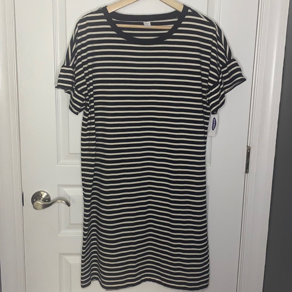 Old Navy Black and White Striped Dress - NWT